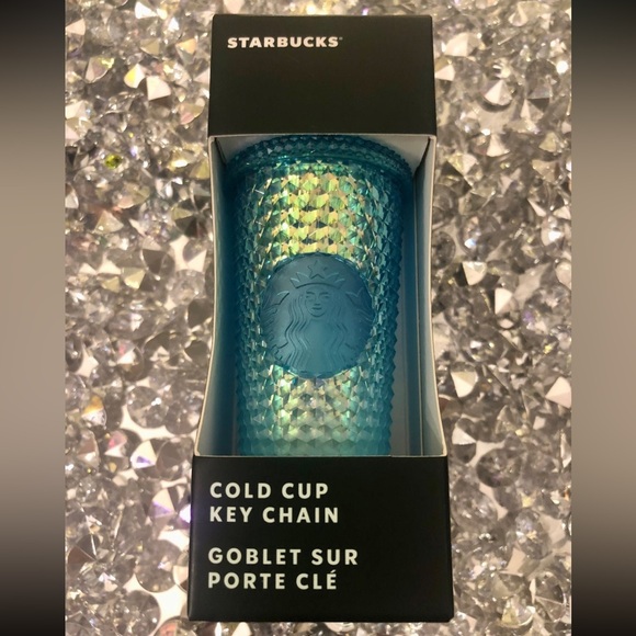 Starbucks Aqua Blue Splash Ombré 2023 Studded Tumbler Key Chain/ Ornament - Picture 5 of 5